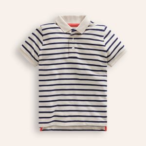 Piqué Polo Shirt-Ivory/College Navy