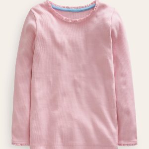 Ribbed Long Sleeve T-shirt-French Pink