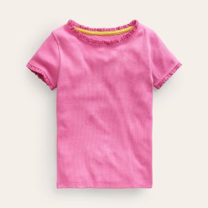 Ribbed Short Sleeve T-Shirt-Strawberry Ice