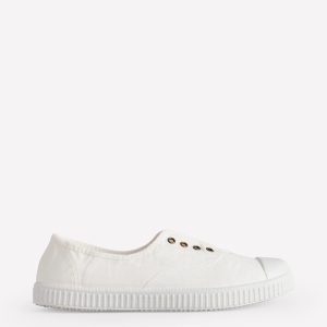 Laceless Canvas Plimsoll-Ivory