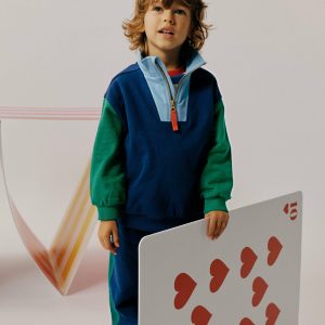 Half-Zip Sweatshirt-Medieval blue Colourblock