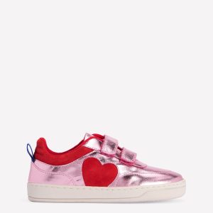 Colourblock Low Tops-Metallic Pink Heart