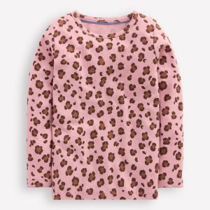 Long Sleeve Pointelle Top-Vintage Pink Leopard