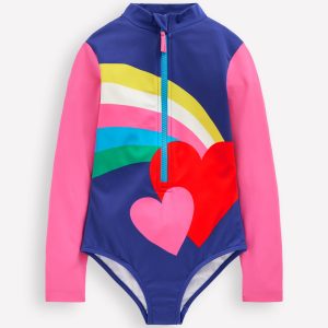Long-Sleeved Swimsuit-Rainbow Heart