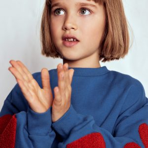 Bobbie Appliqué Sweatshirt-Bluejay Hearts