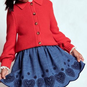 Embroidered Pull-on Skirt-Chambray