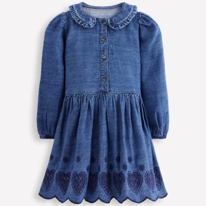 Pretty Shirt Dress-Mid Vintage Broderie Hearts