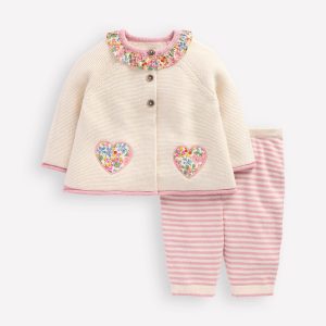 Pretty Knitted Play Set-Ecru Marl Hearts