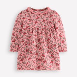 Sweatshirt Dress-Strawberry Pink Flower Meadow