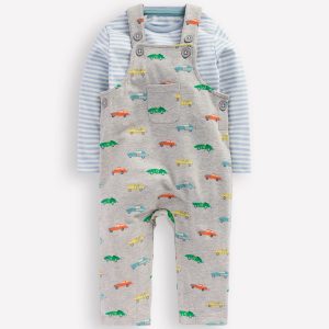 Jersey Overalls Set-Grey Marl Cars