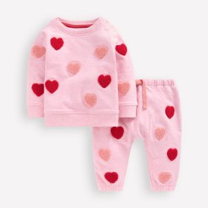 Applique Sweatshirt Set-Pink Marl Hearts