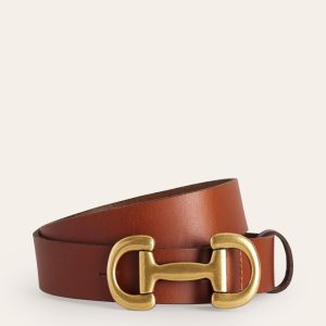 Iris Snaffle-Trim Leather Belt-Tan