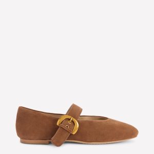 Kylie Flat Buckle Mary Janes-Raw Umber
