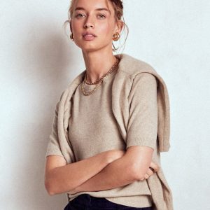 Eva Cashmere T-Shirt-Chinchilla Melange