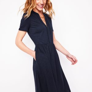 Naomi Short Jersey Dress-Navy