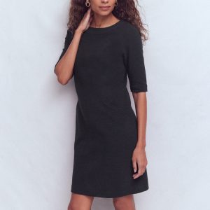 Nessa Ottoman Shift Dress-Black