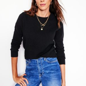 Eva Cashmere Crew Neck Sweater-Black