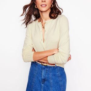 Emilia Cotton Crew Cardigan-Warm Ivory