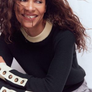 Grace Colour Block Sweater-Navy