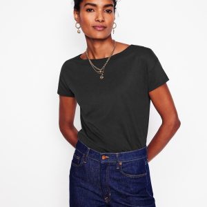 Supersoft Boat Neck T-Shirt-Black