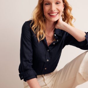 Sienna Linen Shirt-Navy