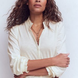 Effie Smocked Detail Shirt-Ivory