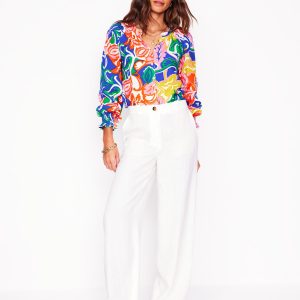 Evie Double Cloth Top-Multi, Foliage Twirl