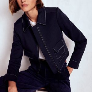 Zip Patch Pocket Jacket-NAVY