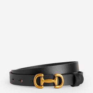Iris Skinny Snaffle Trim Belt-Black