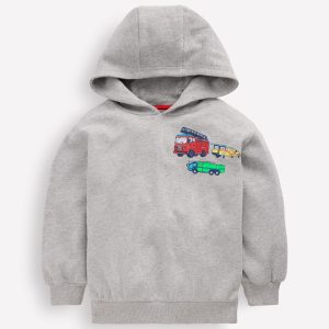 Front and Back Hoodie-Grey Marl Firetrucks