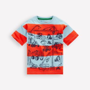 Relaxed Embroidered T-shirt-Construction Vehicles