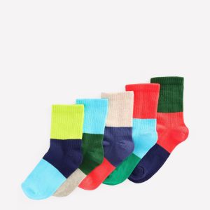 Boys Ribbed Socks 5 Pack-Colour Block