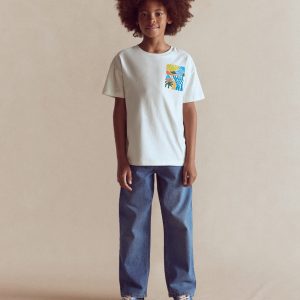 Front & Back Graphic T-shirt-Soft Ivory Sun Scape