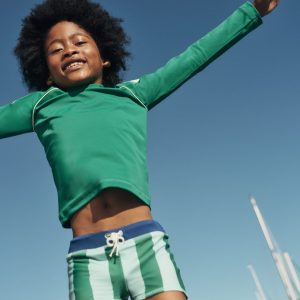 Swim Trunks-Blue/ Green Stripe