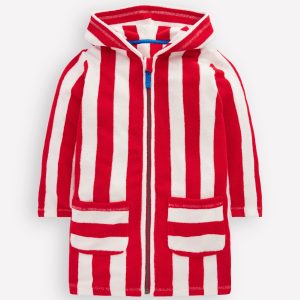 Towelling Zip-Up Throw-On-Red Stripe