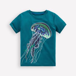 Glow-In-The-Dark T-shirt-Deep Sea Blue Jelly Fish