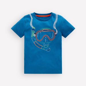 Linear Stitch T-shirt-Brilliant Blue Snorkel