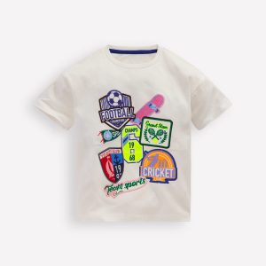 Short Sleeve Badge T-shirt-Soft Ivory Sports