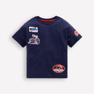 Short Sleeve Badge T-shirt-College Navy Cars