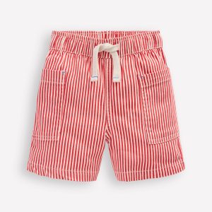 Cotton Pocket Shorts-Red Ticking