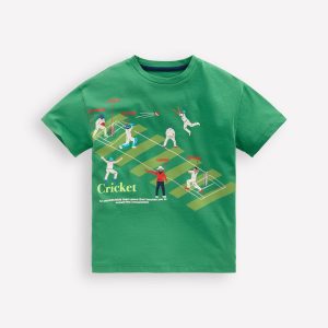Relaxed Sport Graphic T-shirt-Rich Emerald Cricket