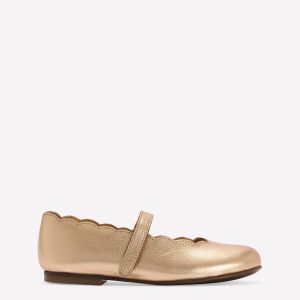 Scallop Mary Janes-Gold