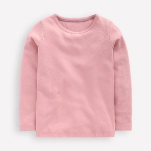 Long Sleeve Pointelle Top-Pink