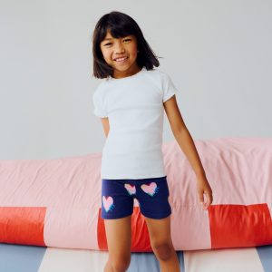 Cartwheel Shorts-Navy Love Hearts
