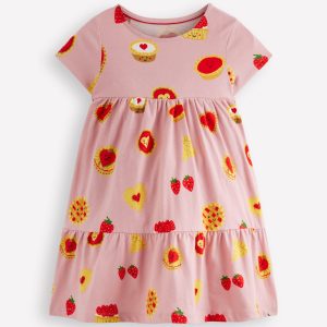 Ariel Twirly Jersey Dress-Vintage Pink Sweet Treats