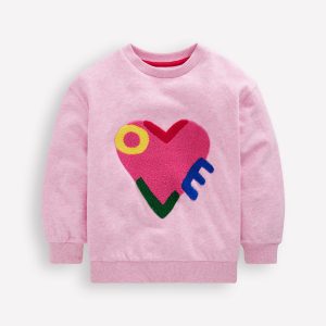 Bobbie Appliqué Sweatshirt-Pink Marl Love