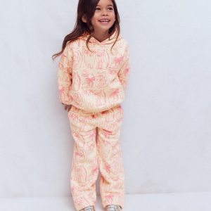 Wide Leg Printed Sweatpants-Oatmeal Cats