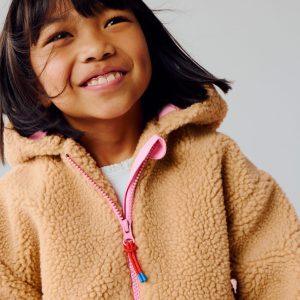 Relaxed Borg Zip-through-Love Applique Borg