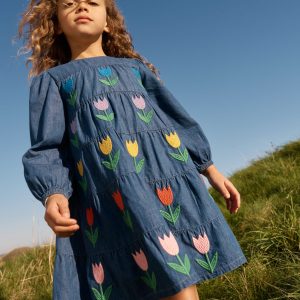 Twirly Woven Dress-Mid Vintage Tulips