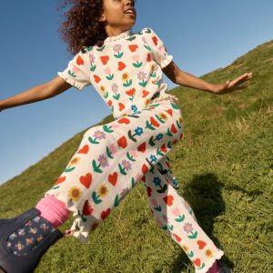 Frill Knitted Top-Ecru Marl Sunflower Garden